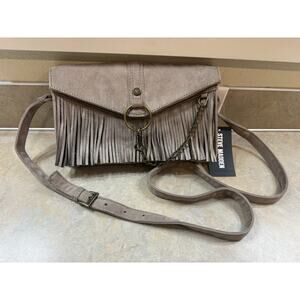 Steve Madden Fringe Crossbody Bag Taupe Boho Festival Purse NWT